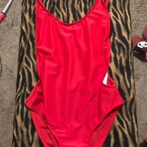 One piece red bikini